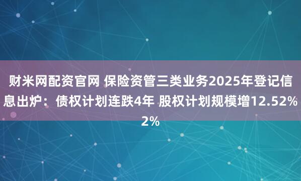财米网配资官网 保险资管三类业务2025年登记信息出炉：债权计划连跌4年 股权计划规模增12.52%